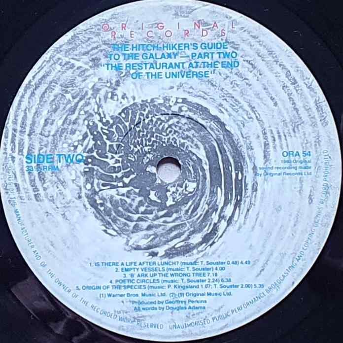 ORA 54 The restaurant at the end of the Universe Douglas Adams from the BBC records and Tapes library Label